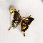 CARVED Butterfly Baltic Amber Ring Gold Silver Women Girls, Small Gemstone Dainty Butterfly Lover Art Gift Niece Moth Summer Jewellery