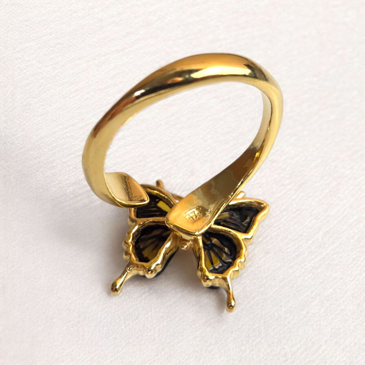 Adjustable Dainty Amber Butterfly Ring - Image 6