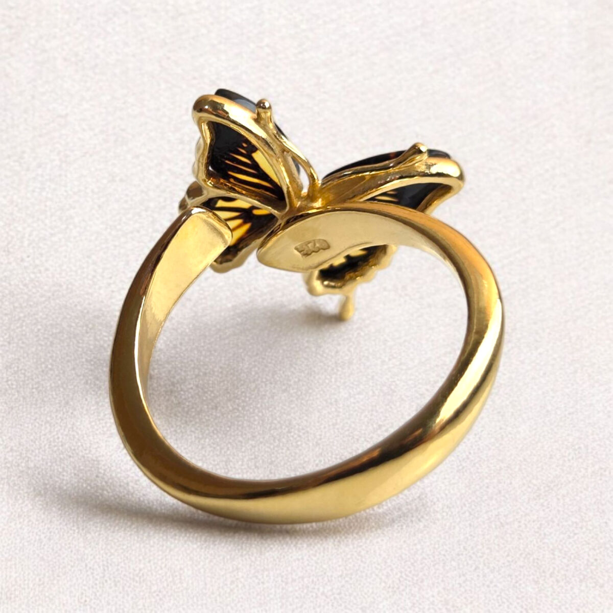 Adjustable Dainty Amber Butterfly Ring - Image 5
