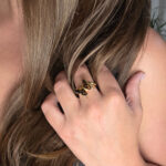 Adjustable Dainty Amber Butterfly Ring - Image 2
