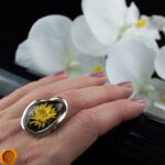 Amber Lotus Flower Cameo Ring - Image 2