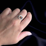 Adjustable Honey Amber Silver Flower Ring - Image 2