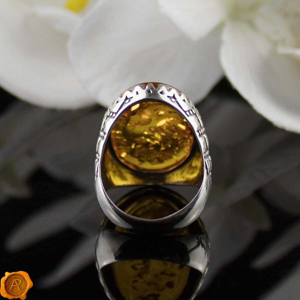 Men's Cognac Amber Ring - Image 5