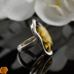 Amber Lotus Flower Cameo Ring - Image 3