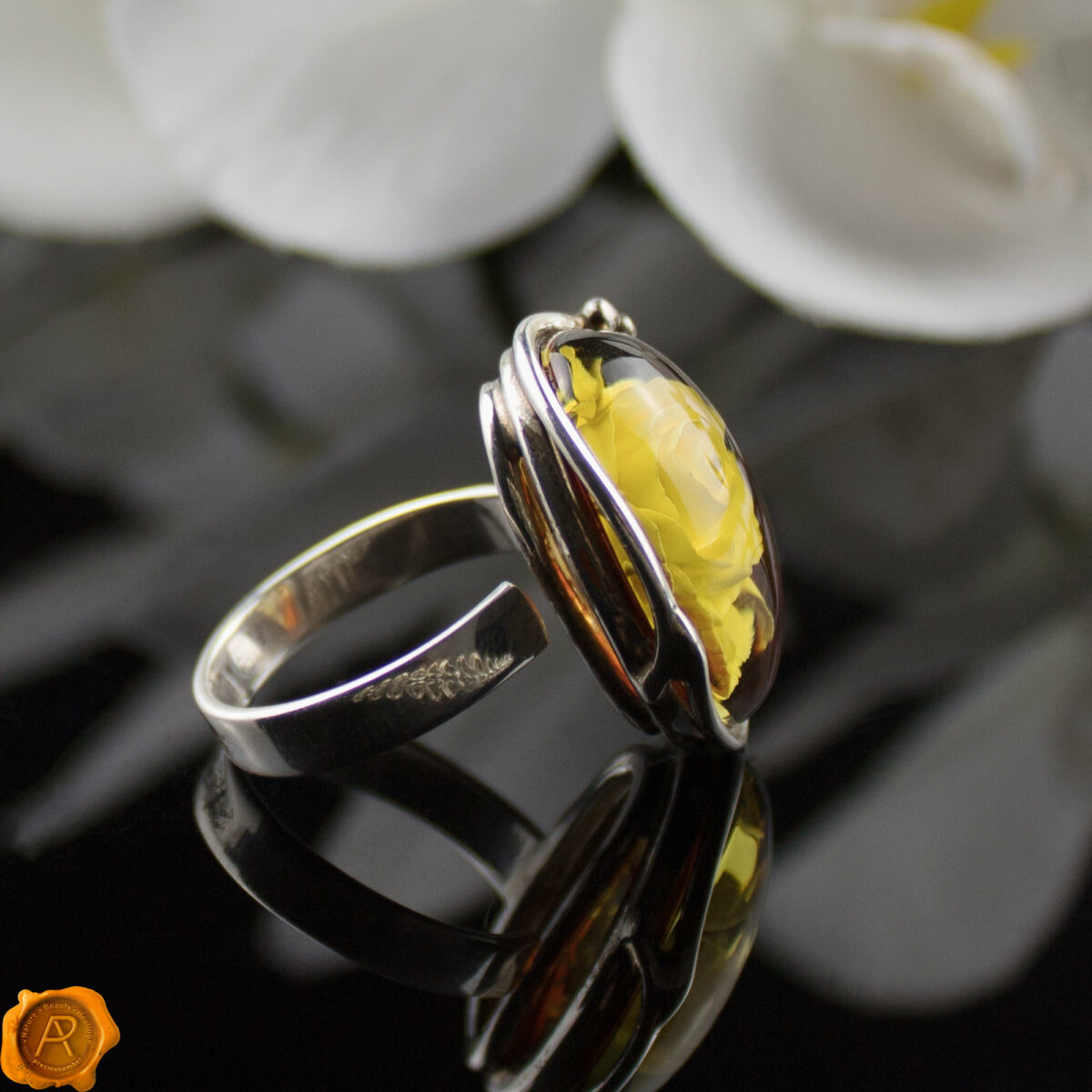 Amber Rose Cameo Ring - Precious Amber