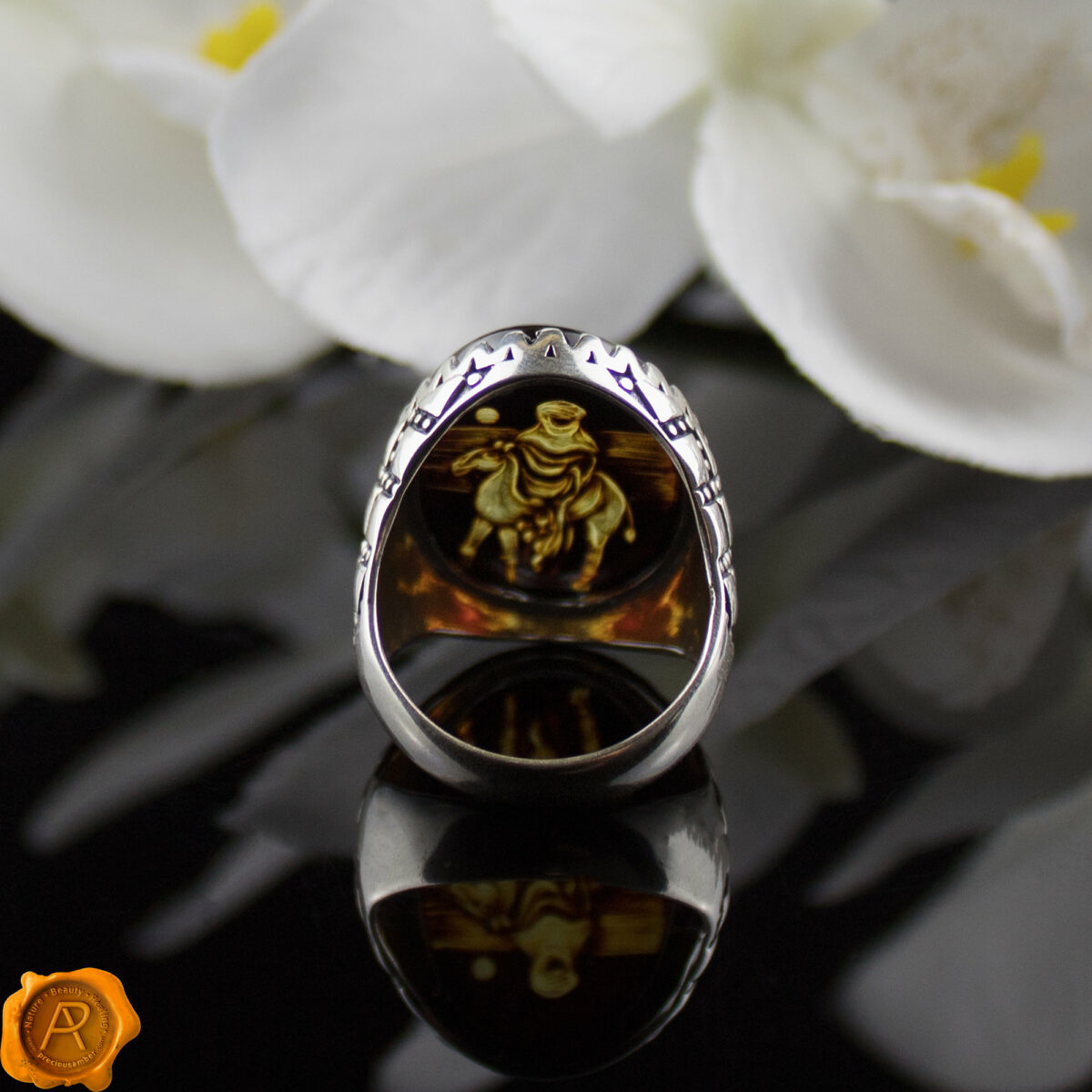 Hand Carved Desert Camel Cameo Ring - Image 3