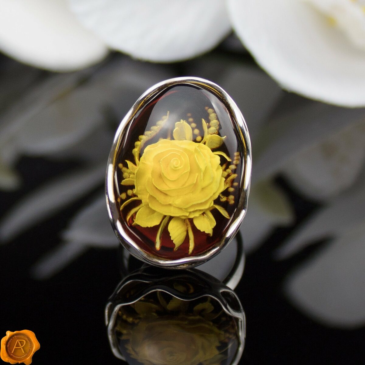 Amber Rose Cameo Ring - Image 1