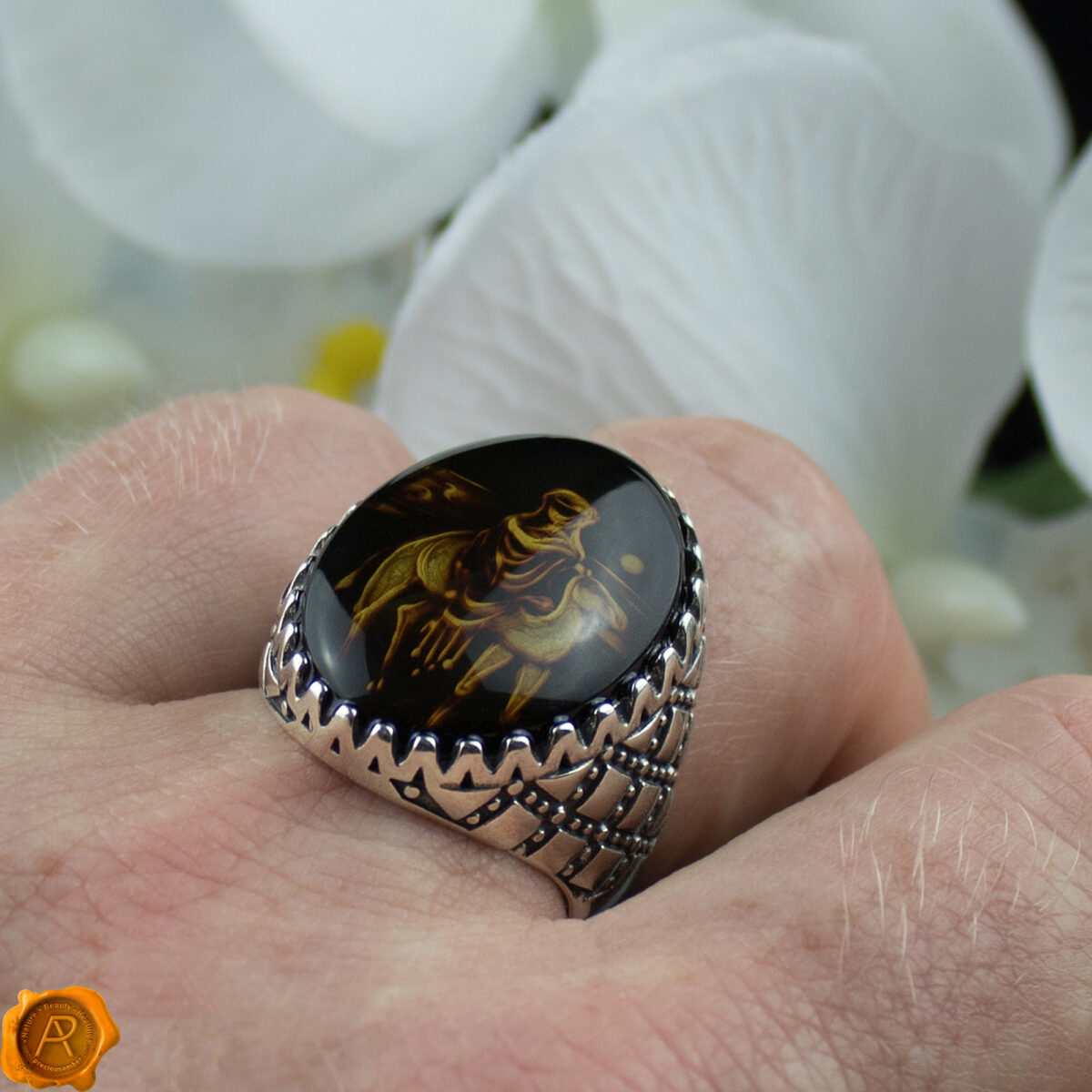 Hand Carved Desert Camel Cameo Ring - Image 5