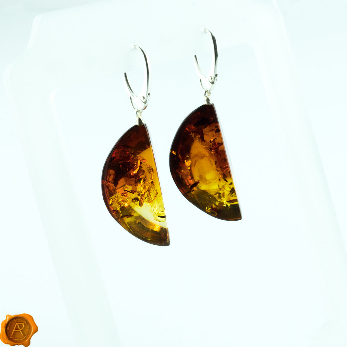 Large-Cognac-Baltic-Amber-Luna-Moon-Sterling-Silver-Drop-Dangle-Jewellery-Earrings-Womens-Lever-Back Amber Moon Earrings - Image 6