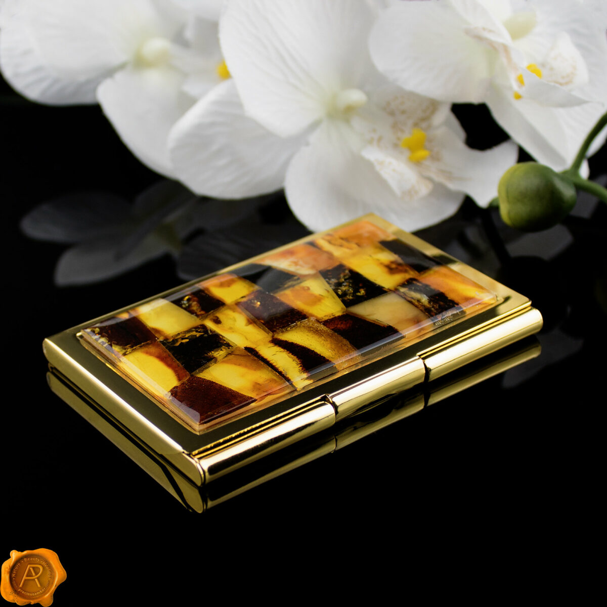 Luxurious Amber Business Card Case - Image 1
