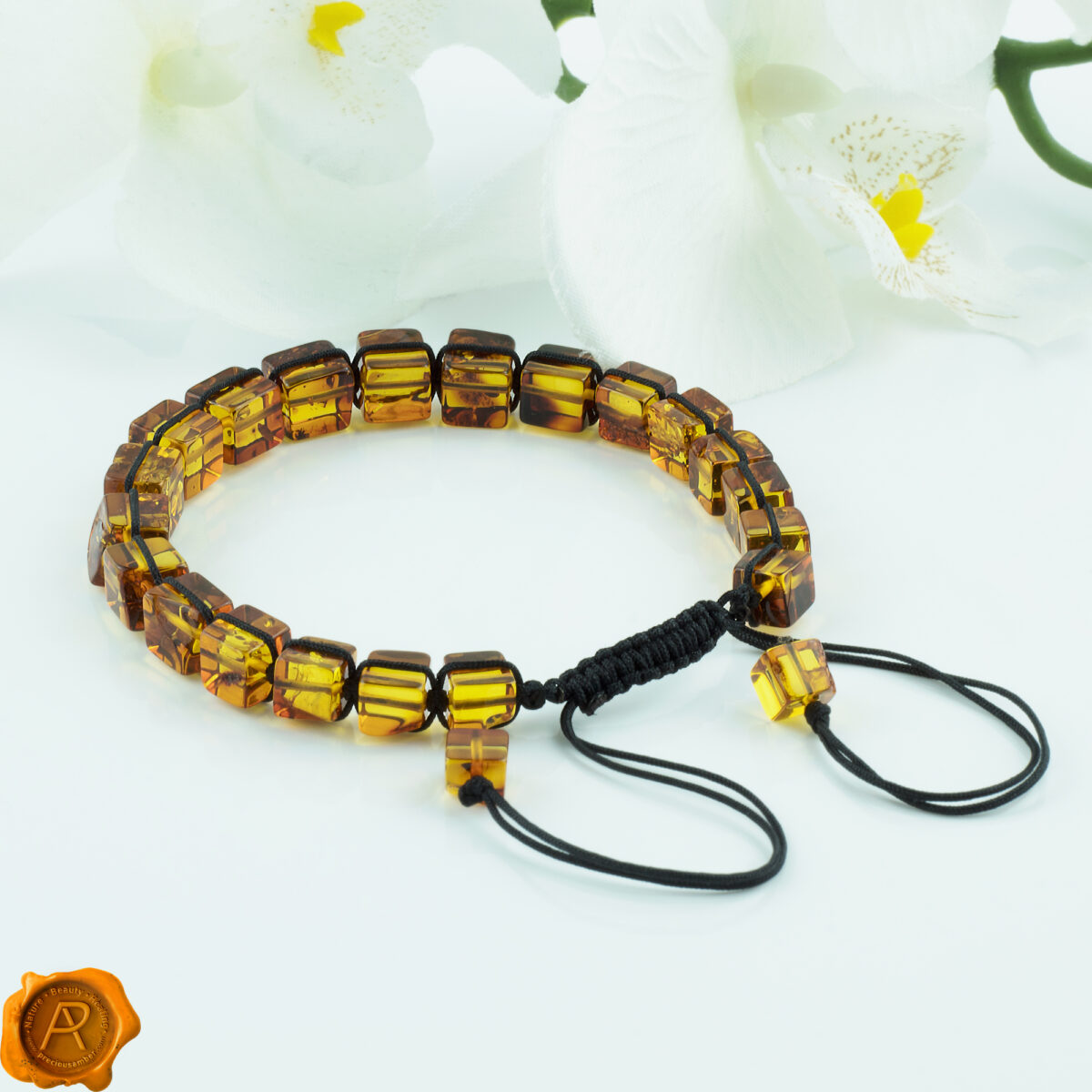 Adjustable Amber Cube Bracelet - Image 4