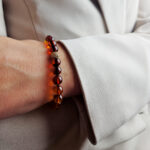 Small-Stack-Bracelets-Multicolour-Cherry-Cognac-Baltic-Amber-Round-Beads-Jewellery-Stretch-Adjustable-Bracelet-Dublin-Ireland-With-Gold-Womens