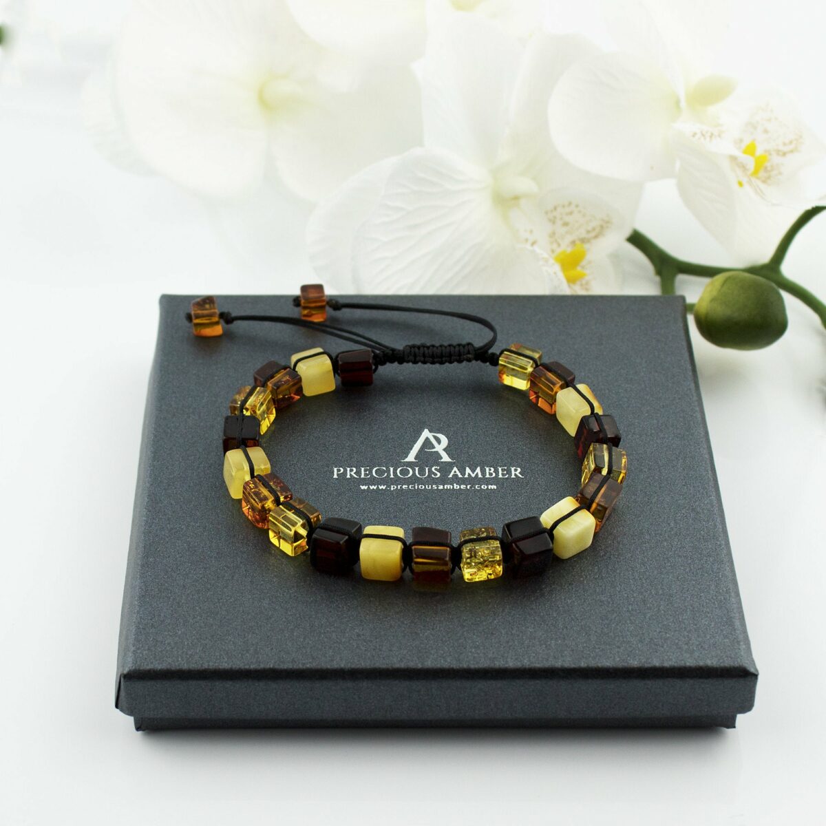 Adjustable Amber Cube Bracelet - Image 4