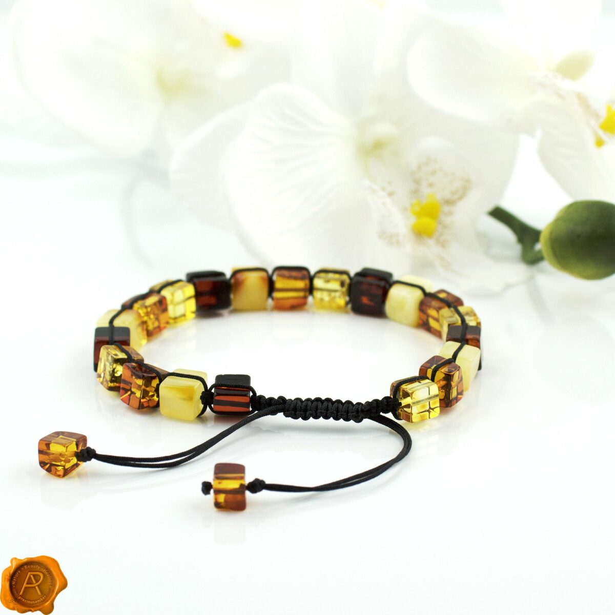 Adjustable Amber Cube Bracelet - Image 2