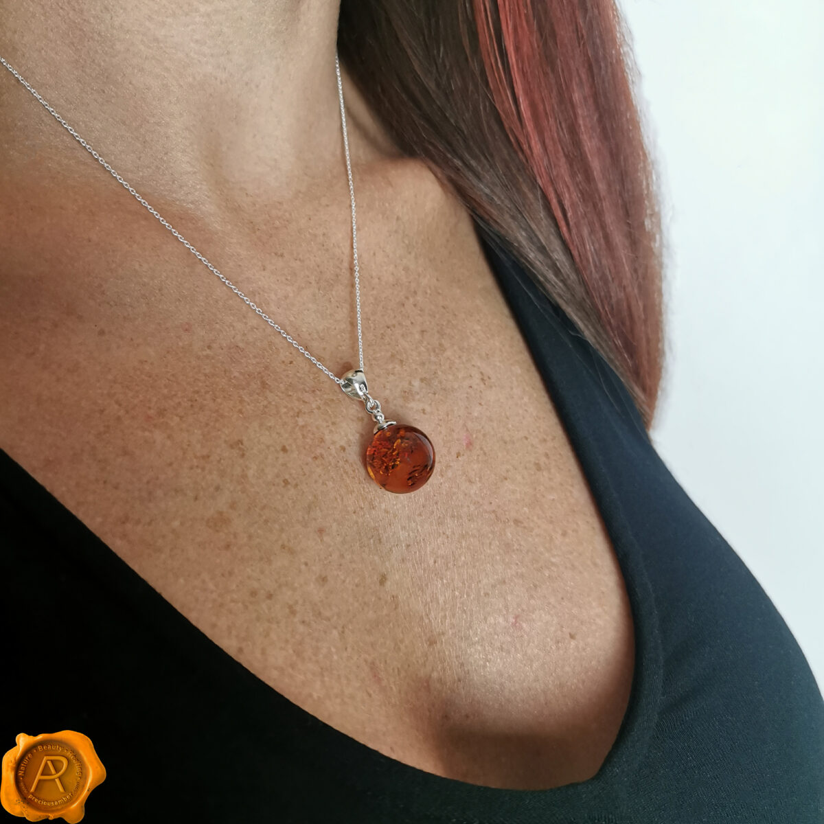 Amber Sphere Pendant 16mm - Image 2