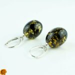Green Amber Olive Earrings - Image 3