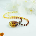 Amber Gold Amulet Necklace