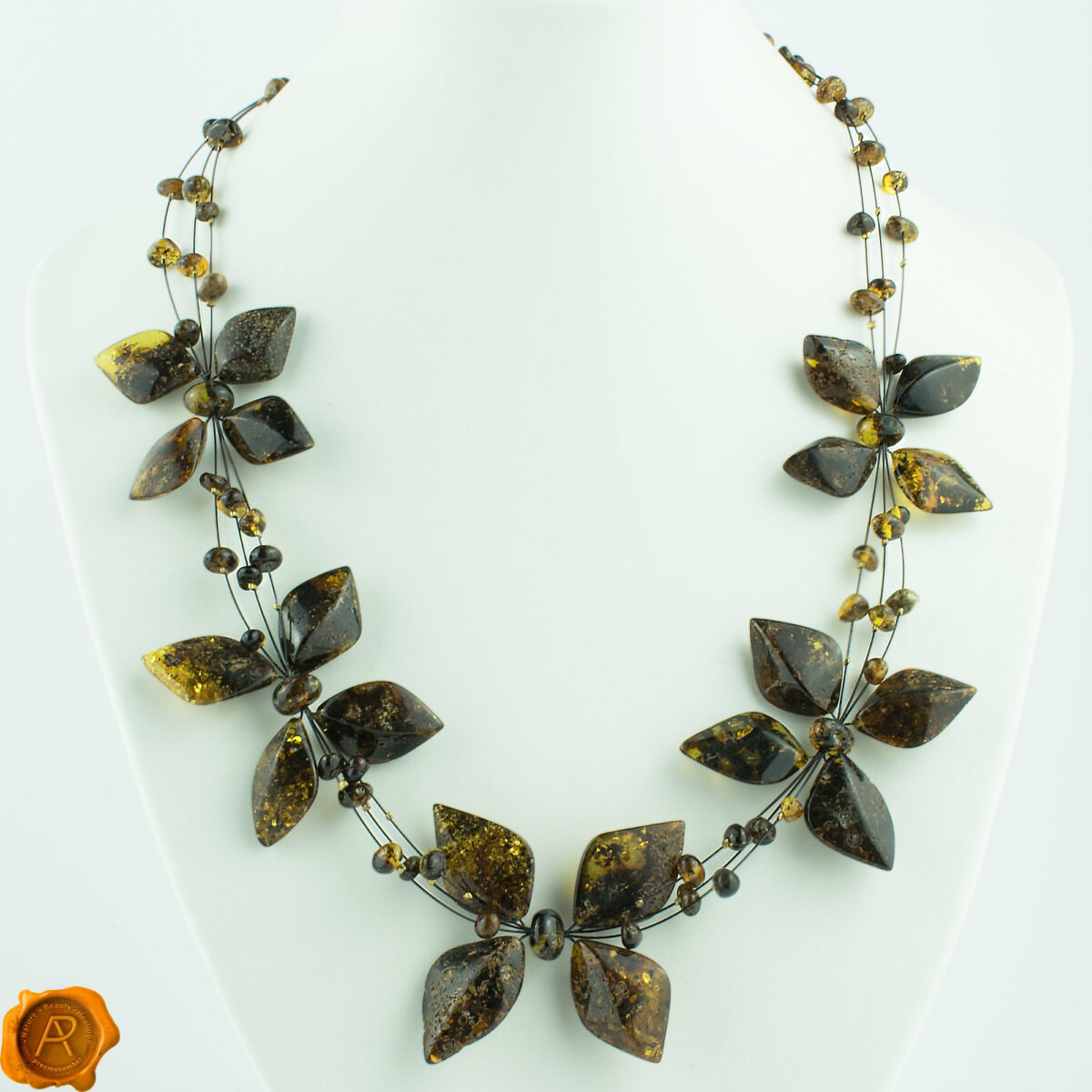 Amber Flower Necklace Green - Image 4