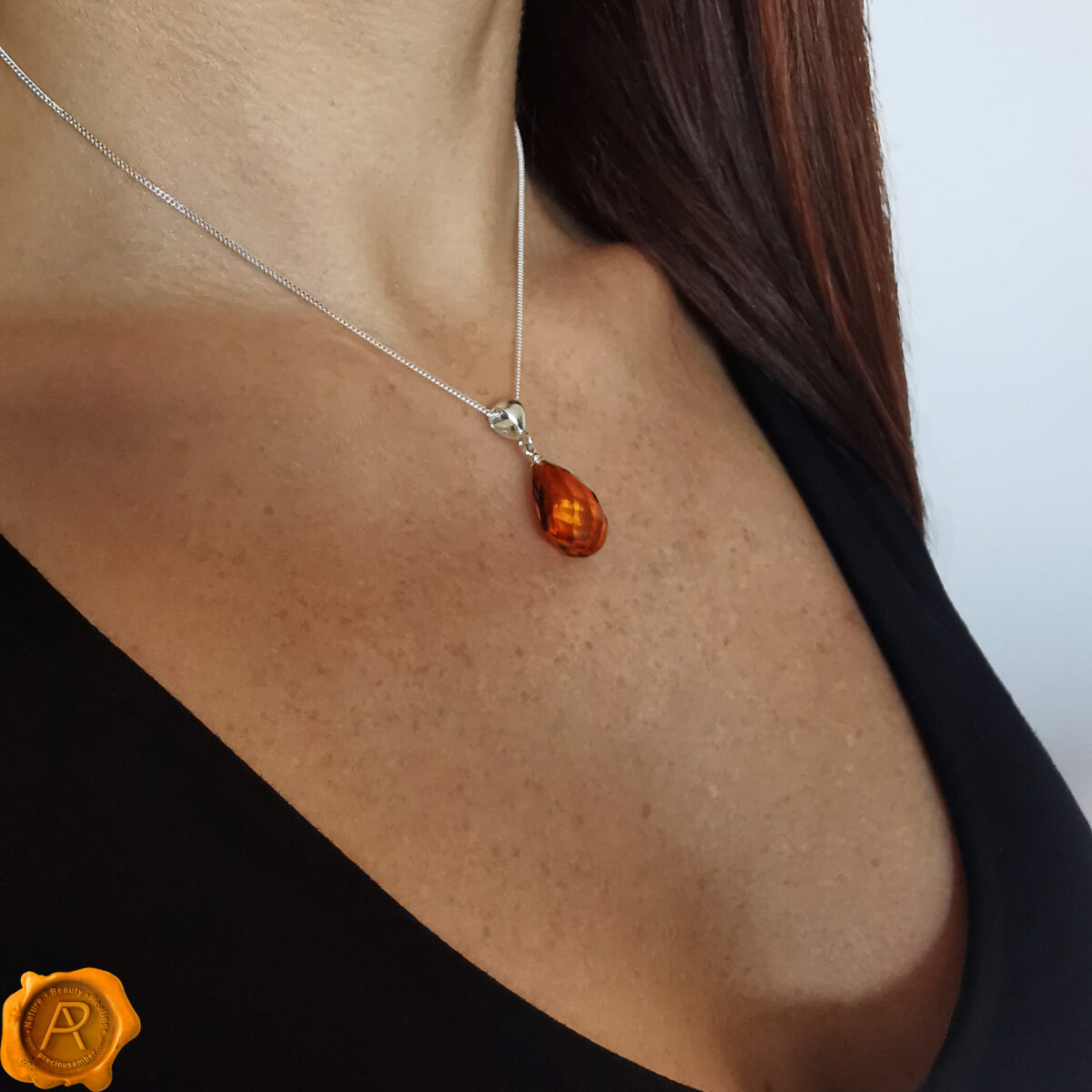 Faceted Amber Teardrop - Image 2