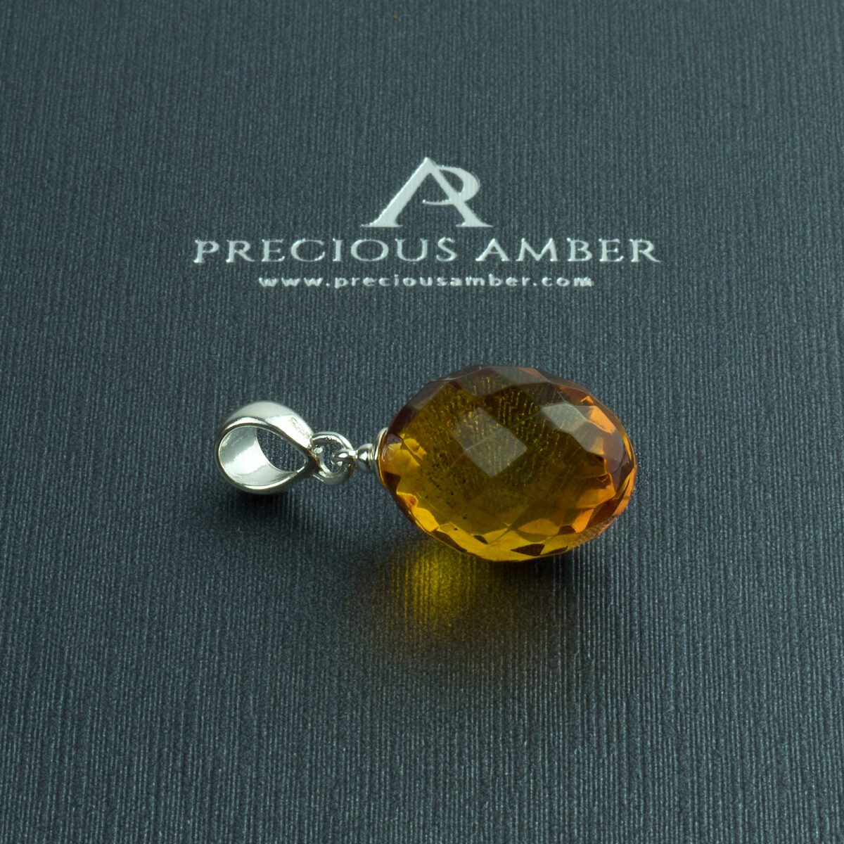 Faceted-Cognac-Baltic-Amber-Jewllery-Ireland-Silver-Gemstone-Earrings Faceted Amber Olive - Image 4