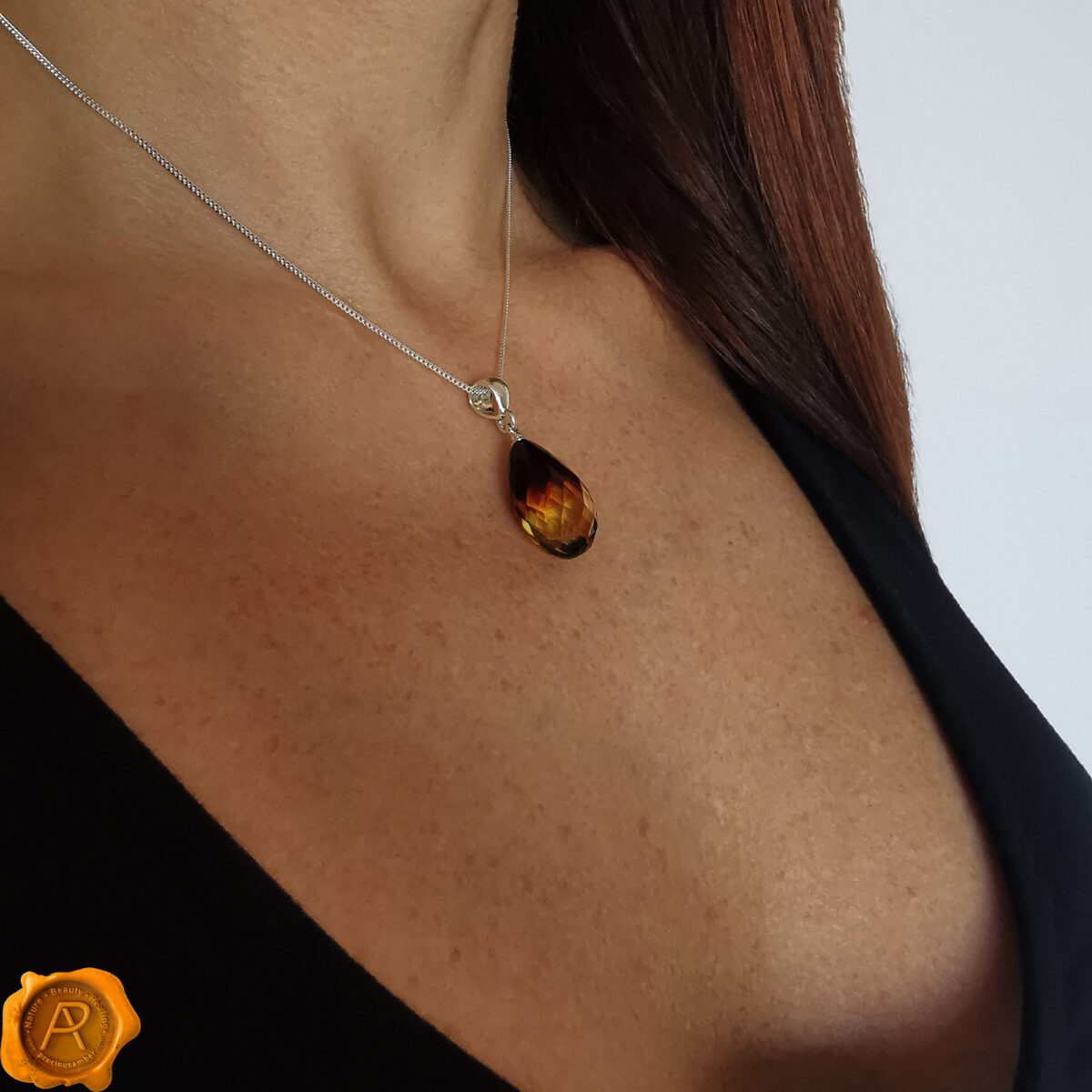 Faceted Amber Teardrop - Image 2