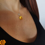 Faceted Amber Olive Pendant - Image 2