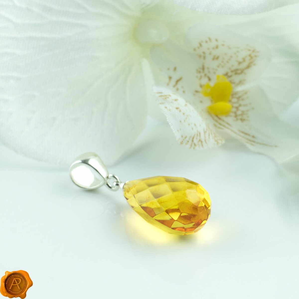 Faceted Amber Teardrop - Image 1