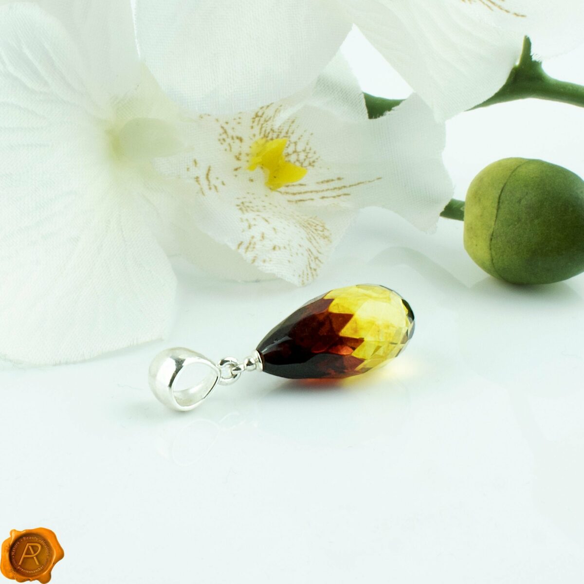 Faceted Amber Teardrop - Image 1