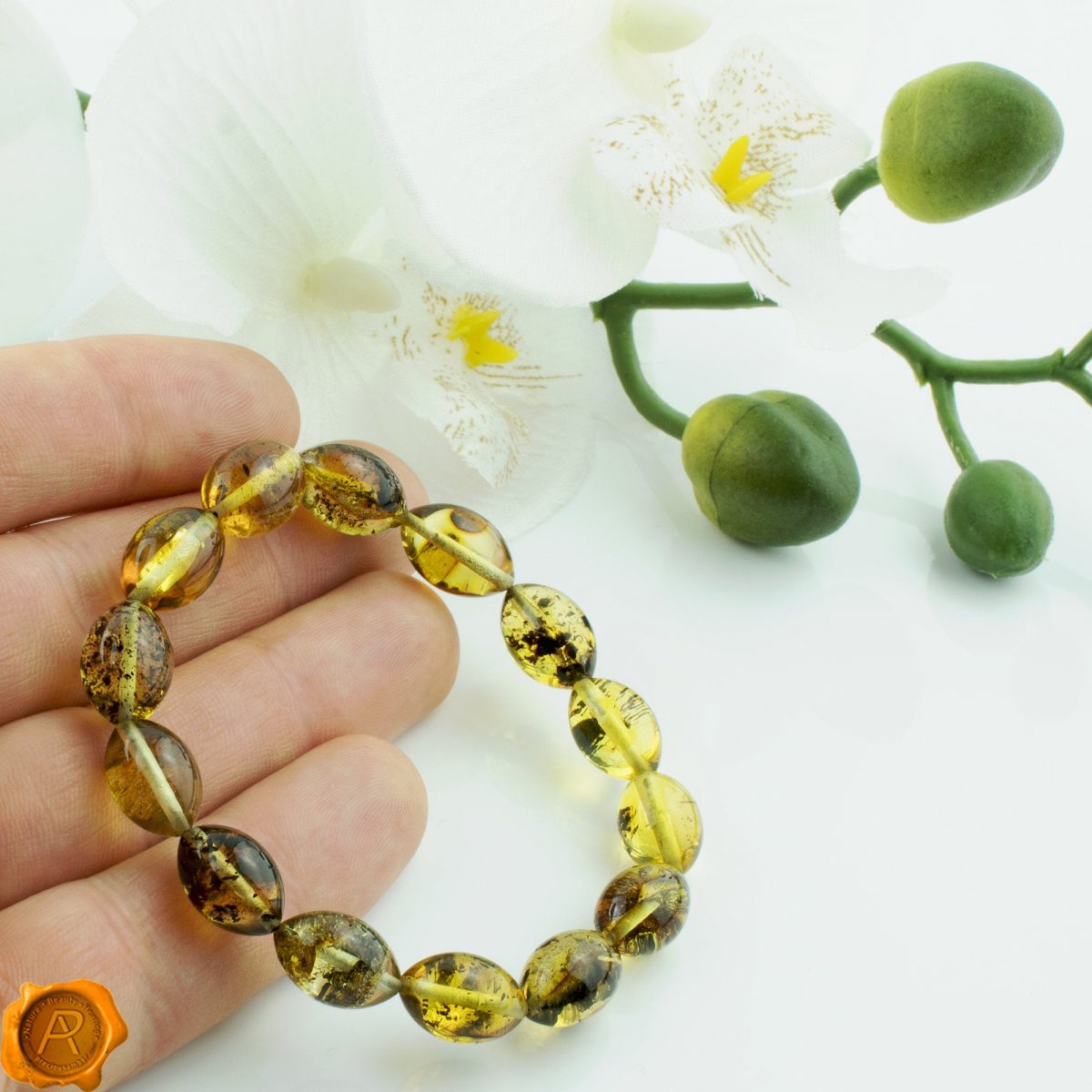 Green Amber Olive Bracelet - Image 5