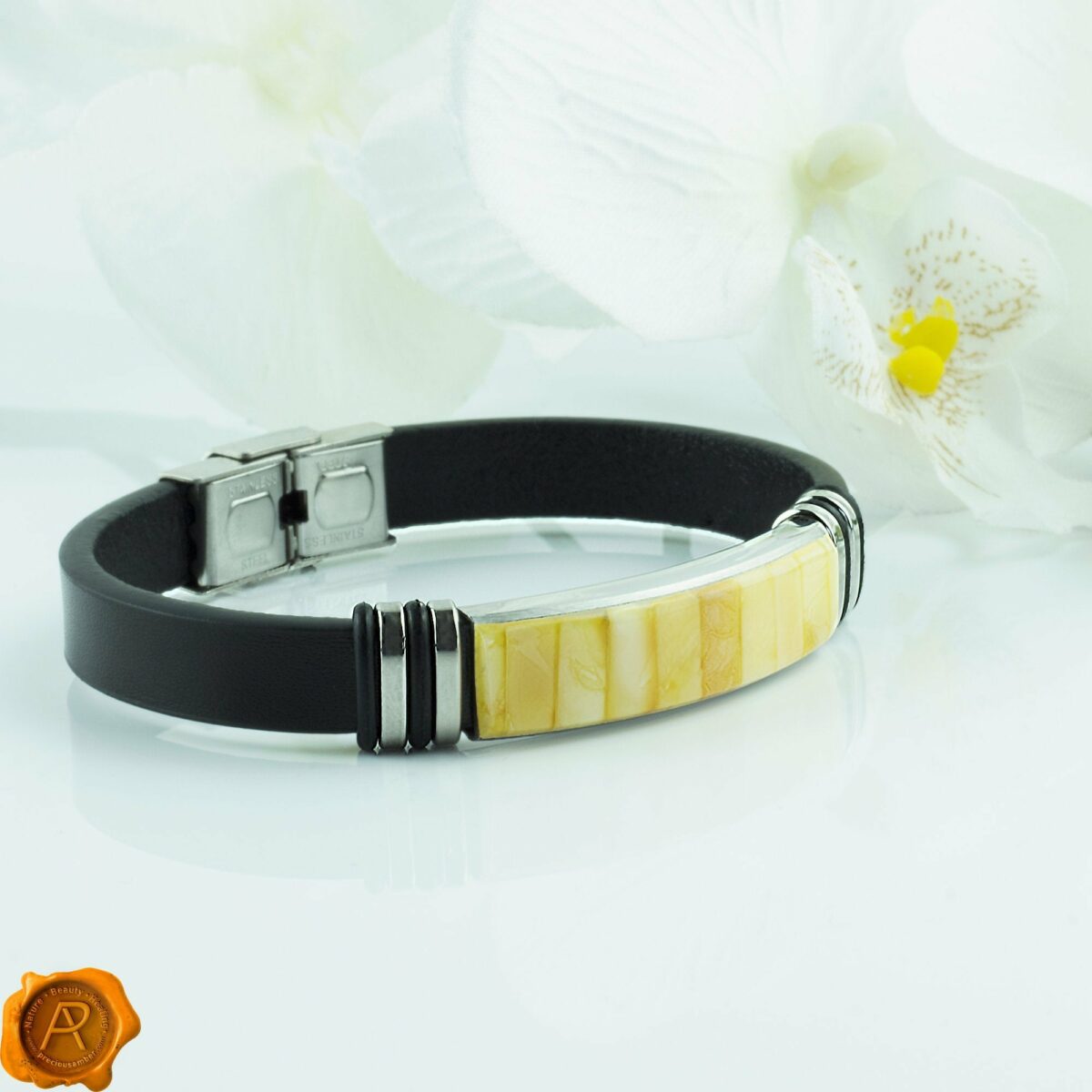 Amber Leather Bracelet - Image 1