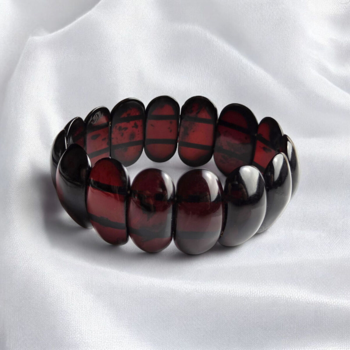 Elastic Cherry Amber Bangle Bracelet - Image 4
