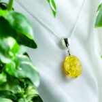 Natural Dainty Lemon Baltic Amber Olive Silver Teardrop Drop Pendant Necklace Gift Women, Small Real Amber Gemstone Charm