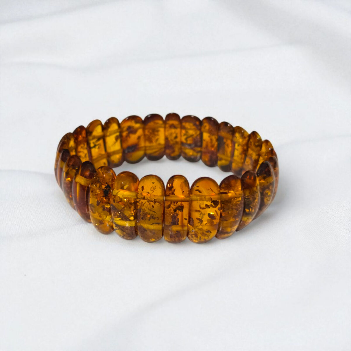Elastic Honey Amber Bangle Bracelet - Image 3