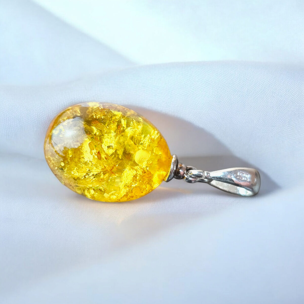 Dainty Lemon Amber Olive Pendant - Image 4