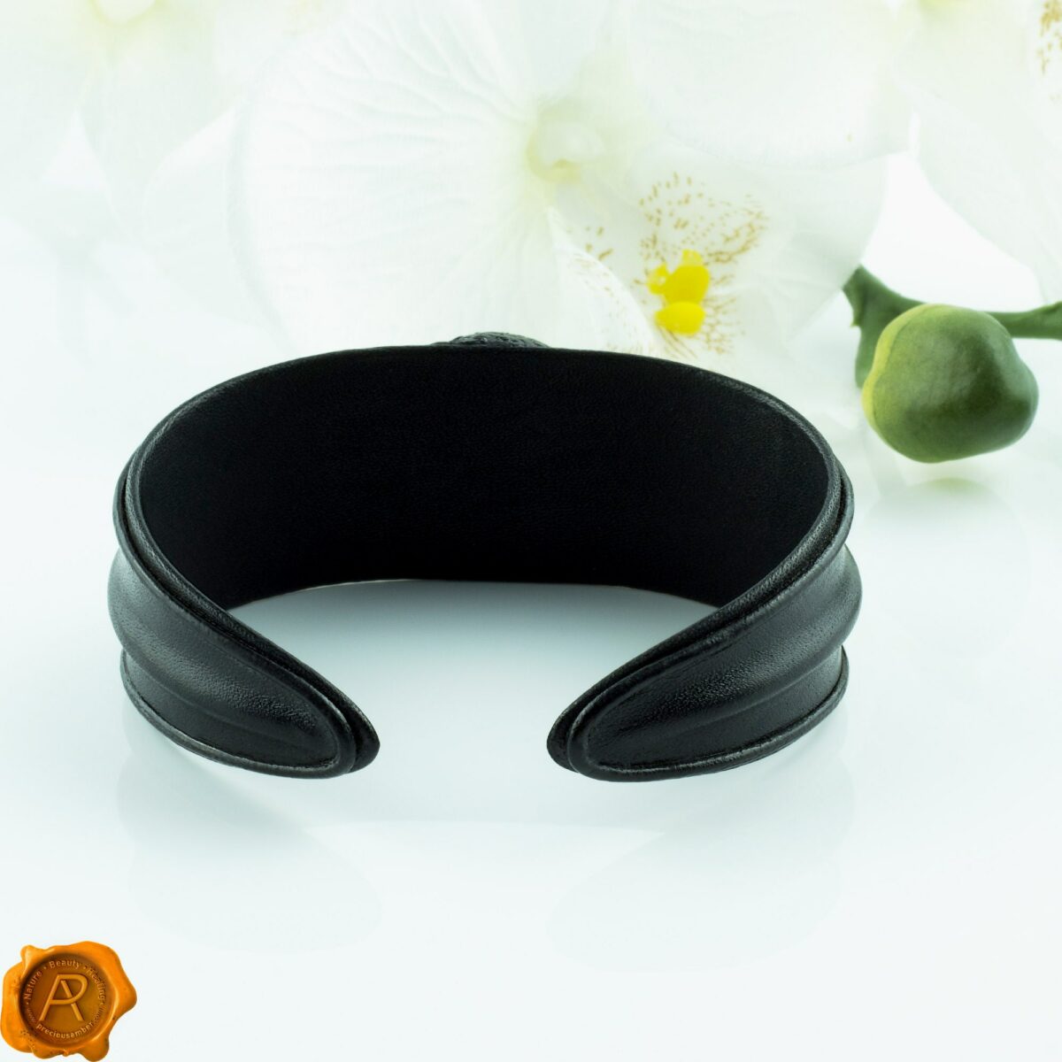 Stunning Large Baltic Amber Leather Bracelet Amber Leather Bracelet - Image 4