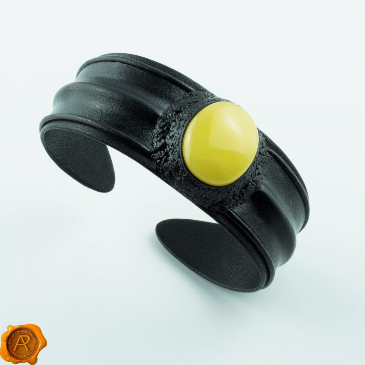 Stunning Large Baltic Amber Leather Bracelet Amber Leather Bracelet - Image 2