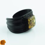 Green Amber Leather Bracelet - Image 3