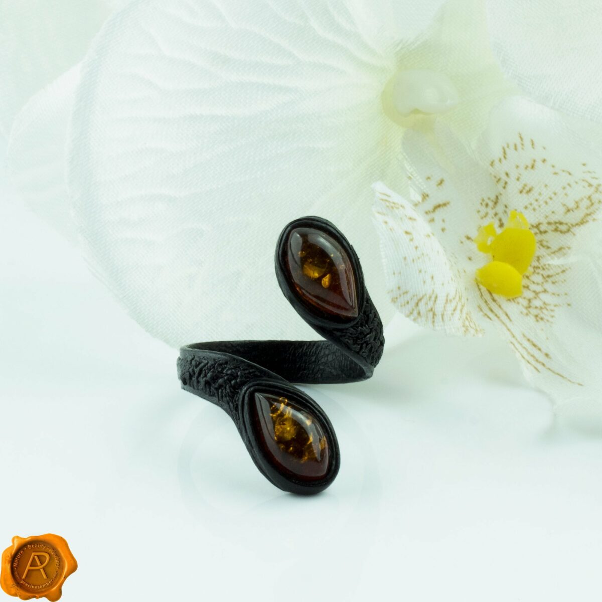 Amber Leather Ring - Image 1