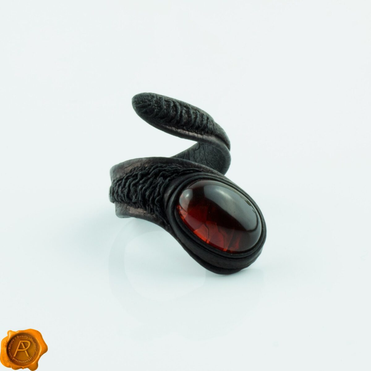 Amber Leather Ring - Image 3