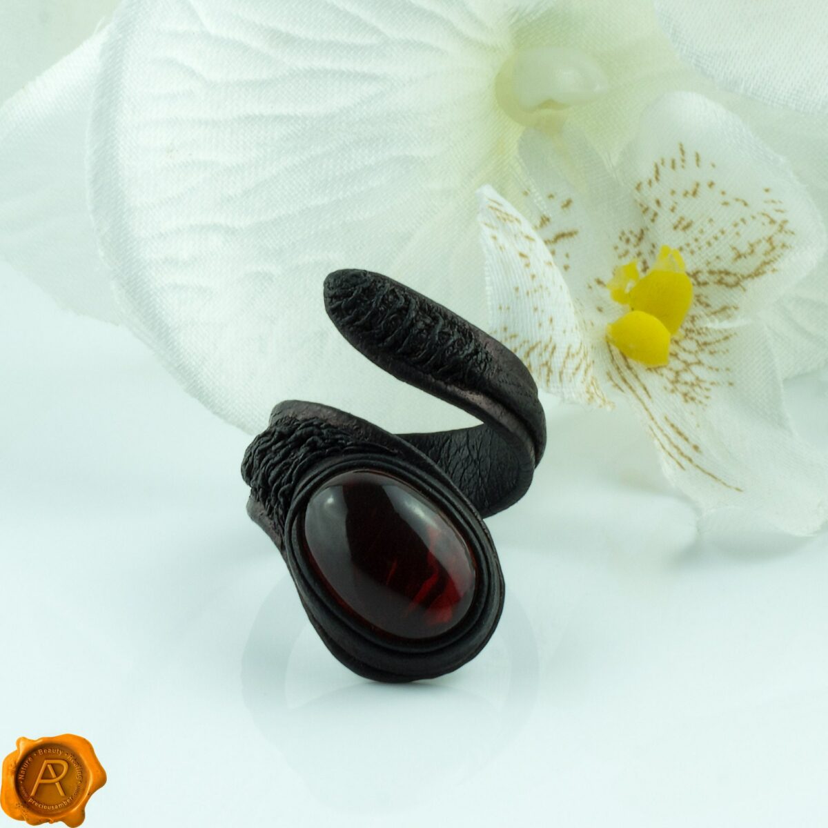 Amber Leather Ring - Image 2