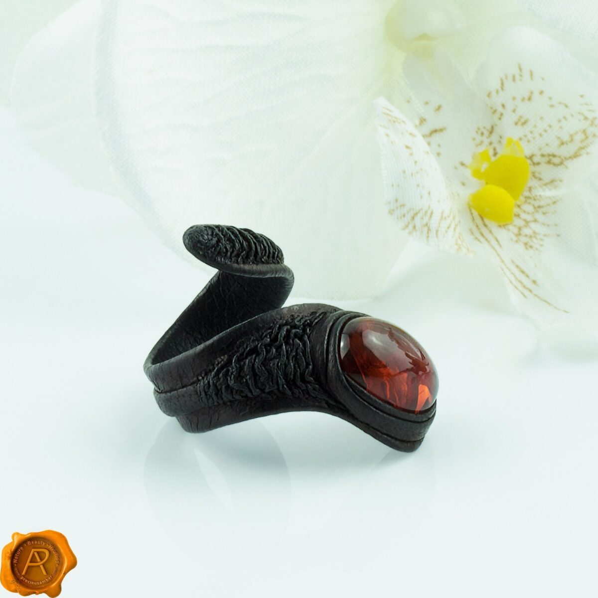 Amber Leather Ring - Image 1