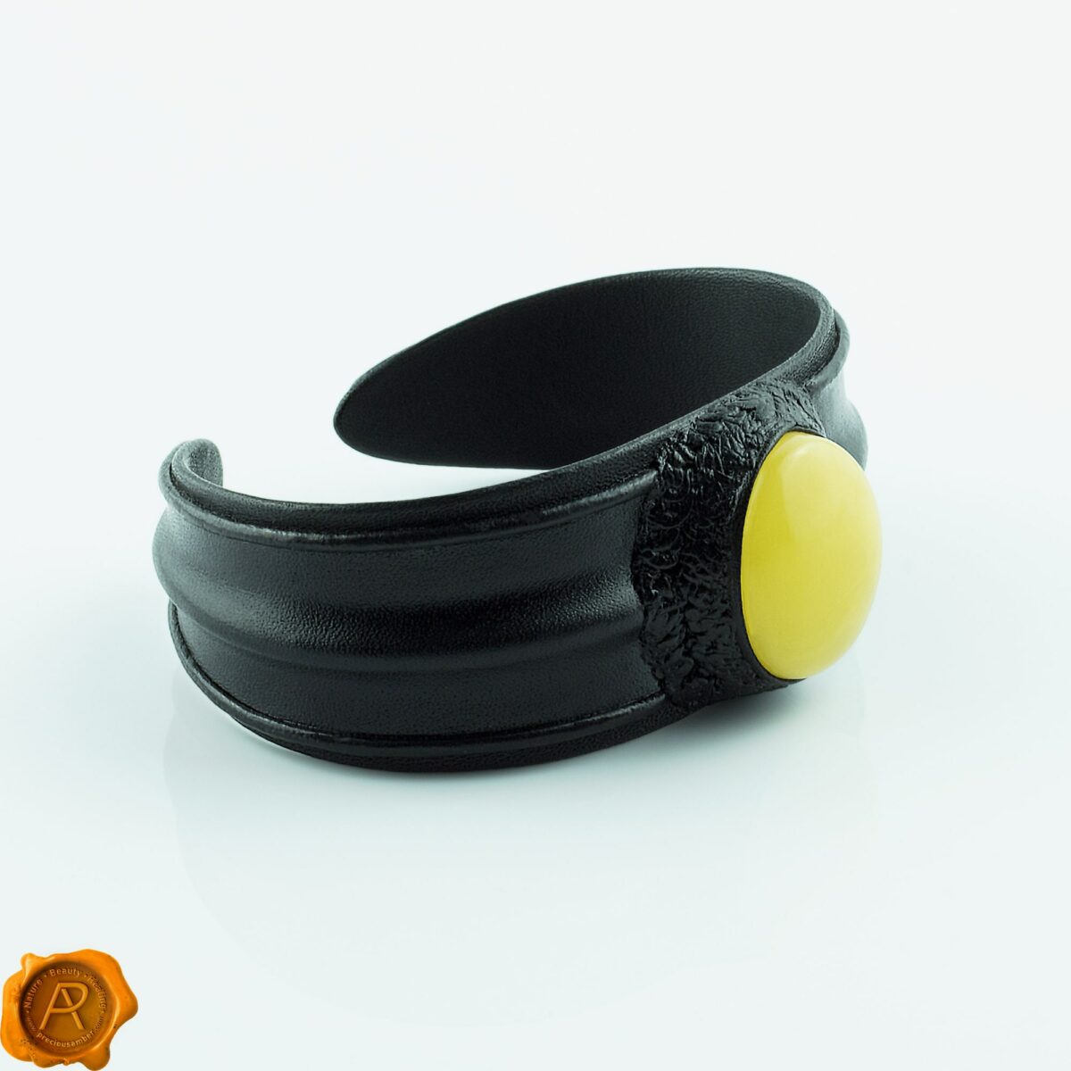 Stunning Large Baltic Amber Leather Bracelet Amber Leather Bracelet - Image 3