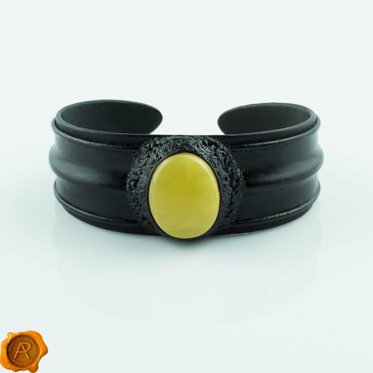 Stunning Large Baltic Amber Leather Bracelet Amber Leather Bracelet - Image 5