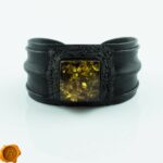 Green Amber Leather Bracelet - Image 4