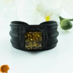 Green Amber Leather Bracelet
