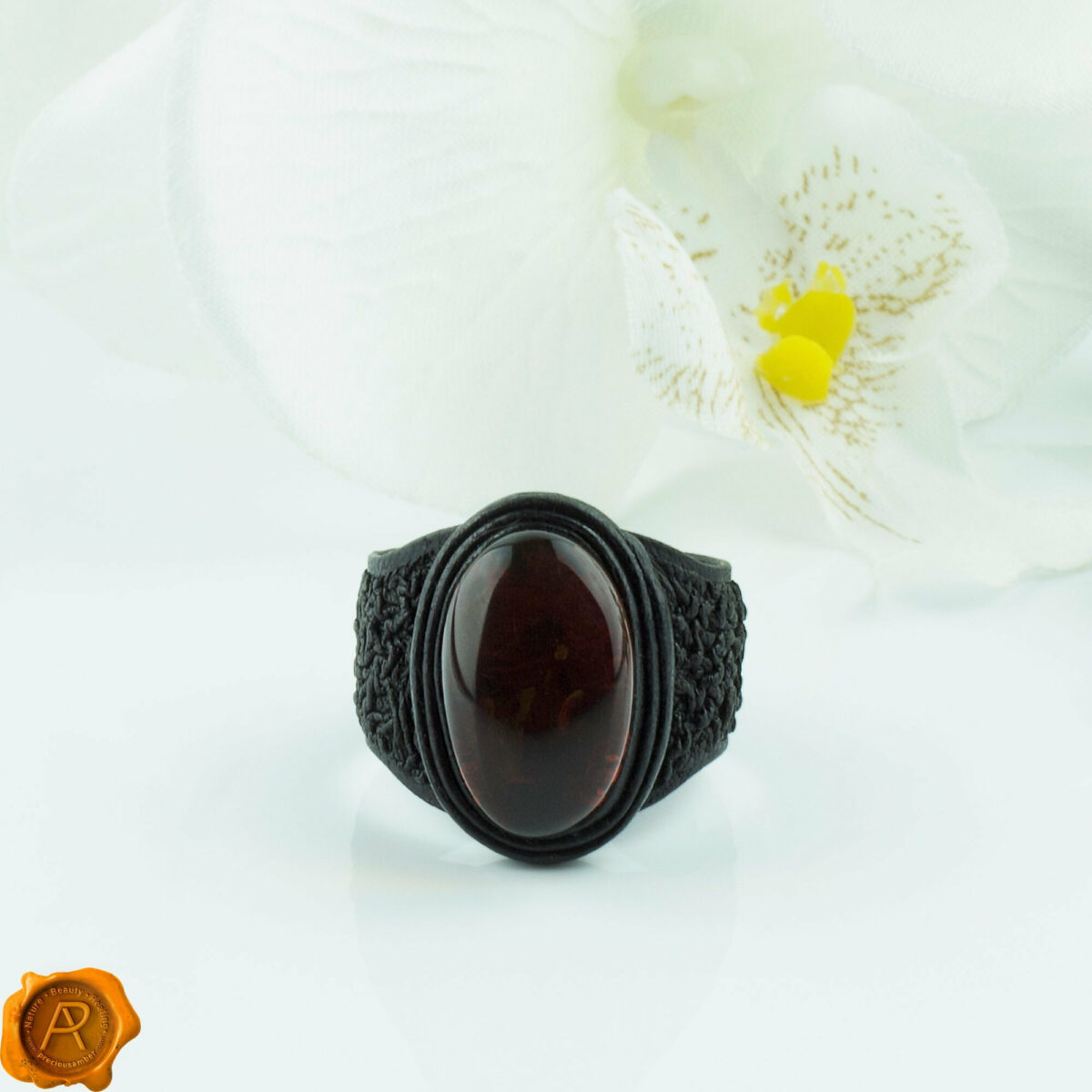 Amber Leather Ring - Image 1