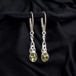 Celtic Knot Silver Earrings Green Baltic Amber | Irish Jewellery Gift Women, Gemstone Sterling Silver Dangle Long Teardrop Earrings,