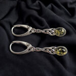 Celtic Green Amber Earrings - Image 3