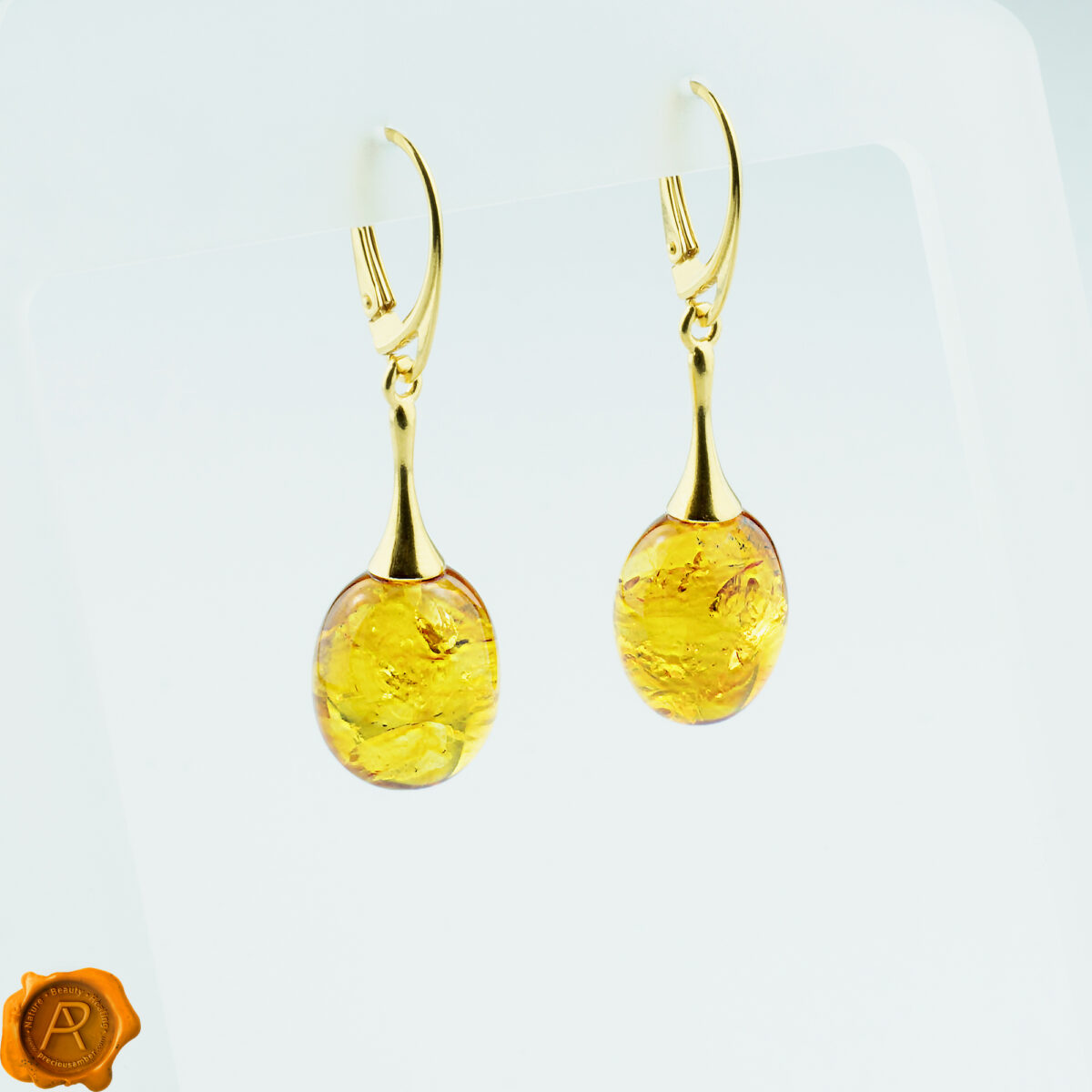 Amber Olive Gold Earrings - Image 3