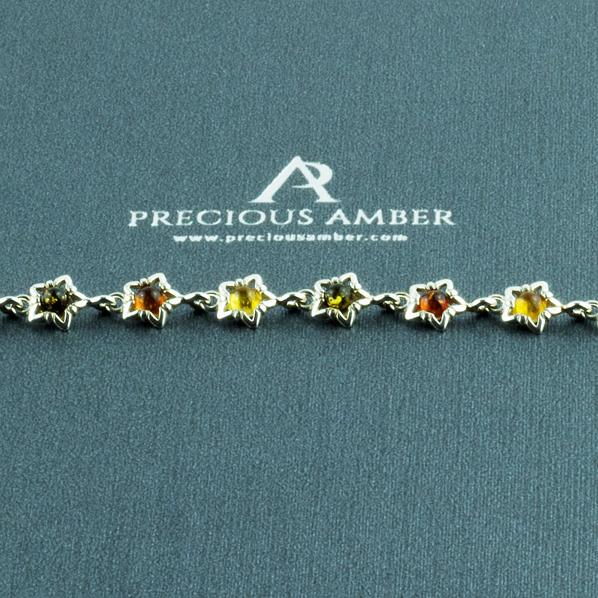Silver Star Multicolor Amber Bracelet - Image 2